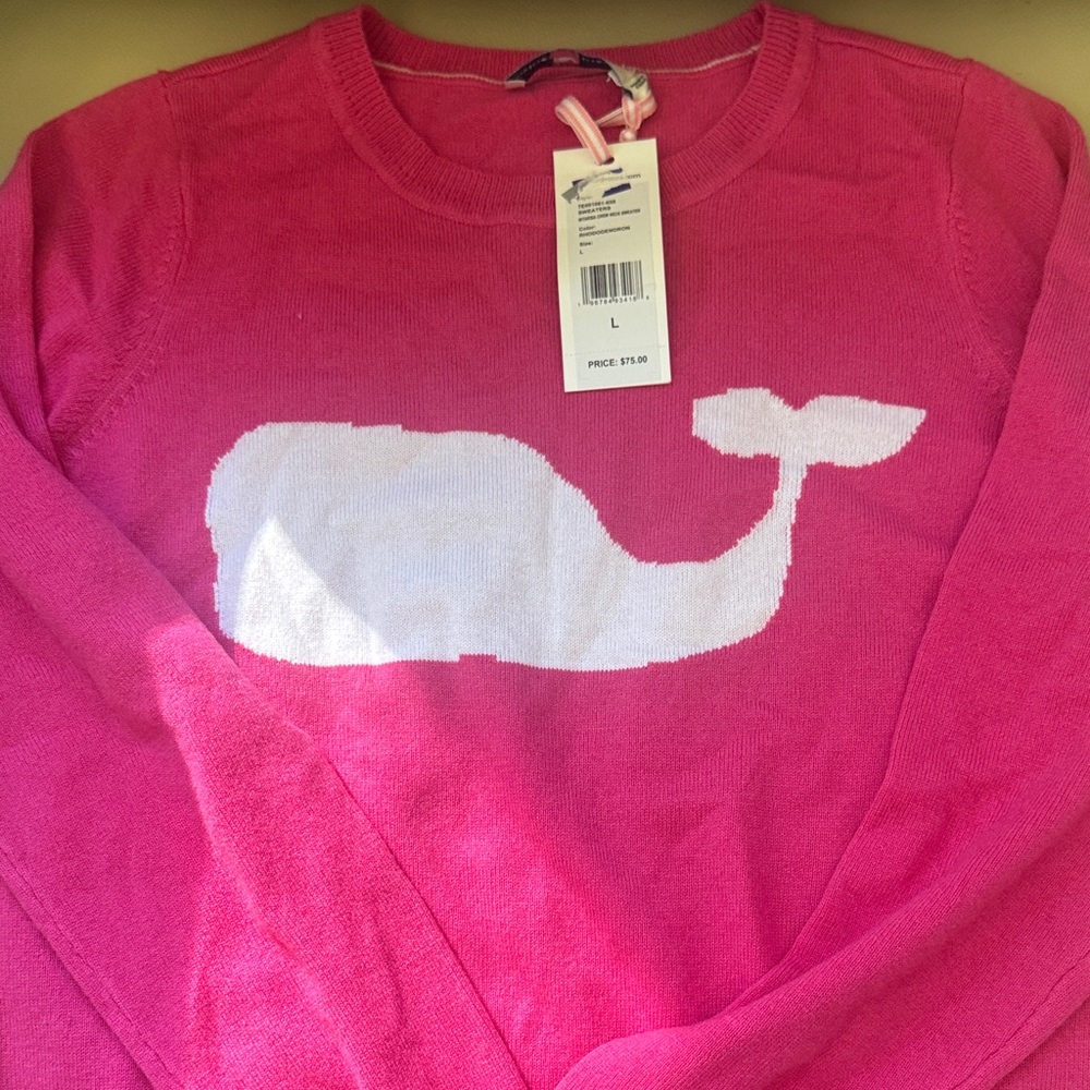 Pink Sweater with White Whale Design NWT vineyard vines